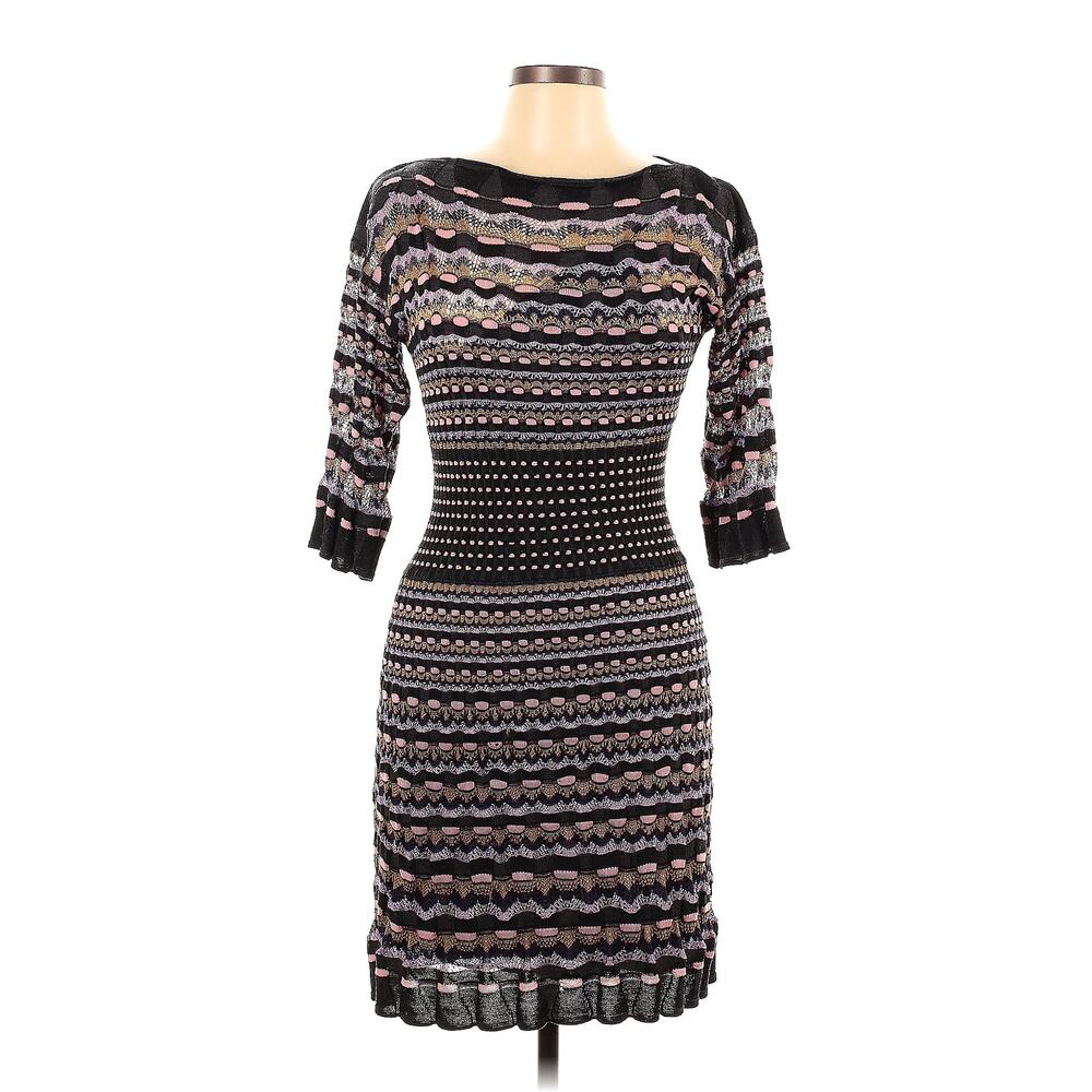 M Missoni Color Block Multi Color Black Casual Dress Size 42 (EU) 10 (US)